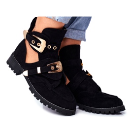 Lu Boo Chaussures Découpées En Daim Noir Rock Girl