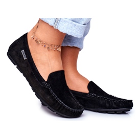 Vinceza Mocassins Femme Daim Cuir Noir Papito le noir
