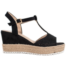 Small Swan Sandales Espadrilles ajourées le noir