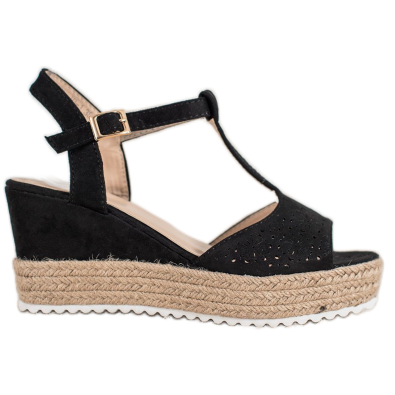 Small Swan Sandales Espadrilles ajourées le noir