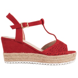 Small Swan Sandales Espadrilles ajourées rouge