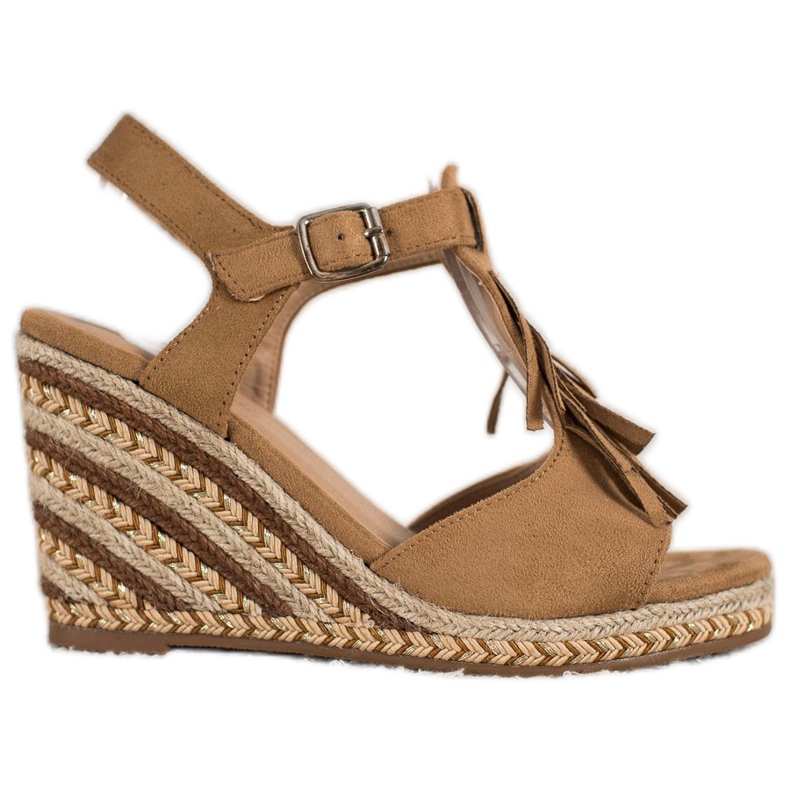 Small Swan Compensées en daim à franges brun