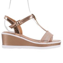 SHELOVET Compensées dorées avec cuir écologique