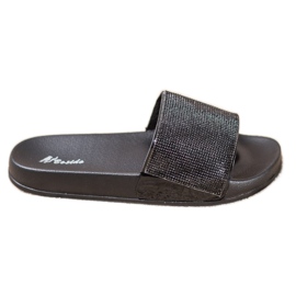 SHELOVET Pantoufles noires à la mode le noir