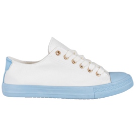 SHELOVET Baskets en textile blanc bleu