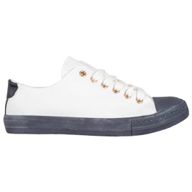 SHELOVET Baskets en textile blanc gris