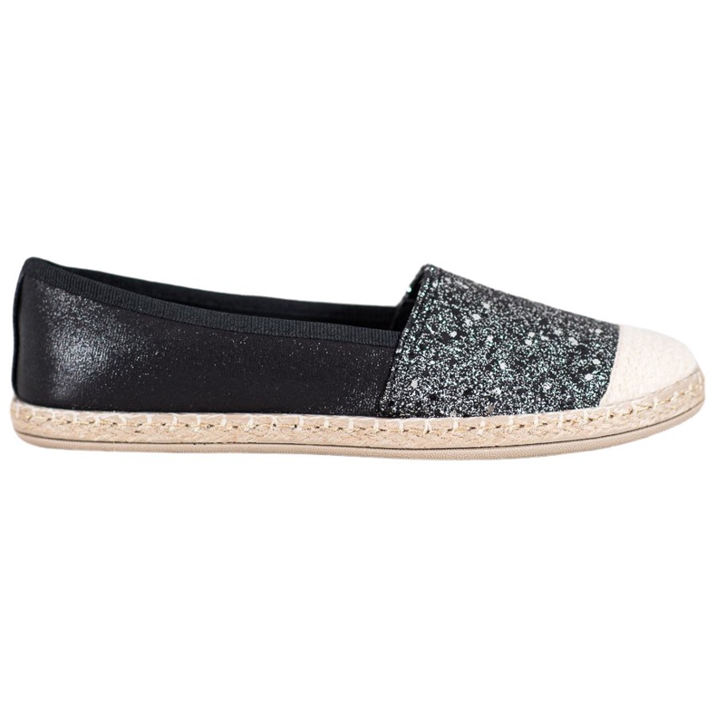 SHELOVET Espadrilles Noires À Paillettes le noir