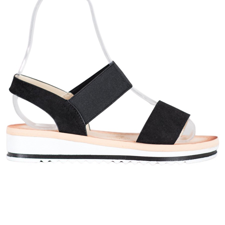 Mannika Sandales en daim sur la plate-forme le noir