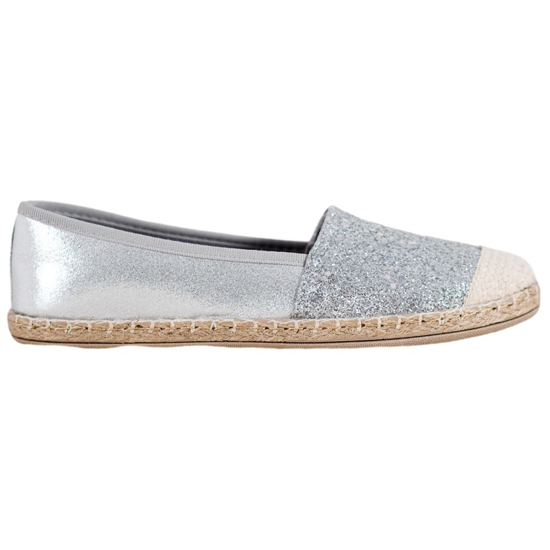 SHELOVET Espadrilles En Argent À Paillettes gris