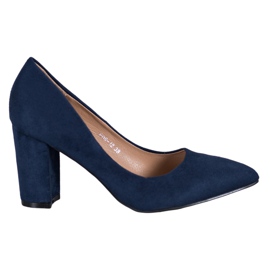 SHELOVET Talons hauts en daim bleu marin bleu