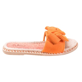 Anesia Paris Pantoufles En Daim Élégantes orange