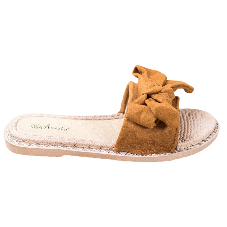 Anesia Paris Pantoufles En Daim Élégantes brun