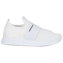SHELOVET Baskets à enfiler avec maille blanc