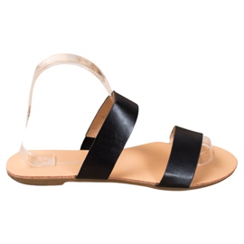 Mannika Pantoufles classiques en cuir écologique noir