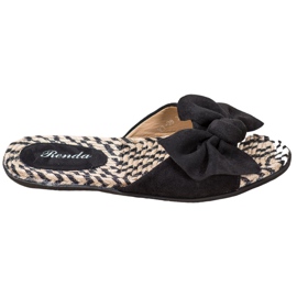 Renda Pantoufles Élégantes Avec Un Noeud noir