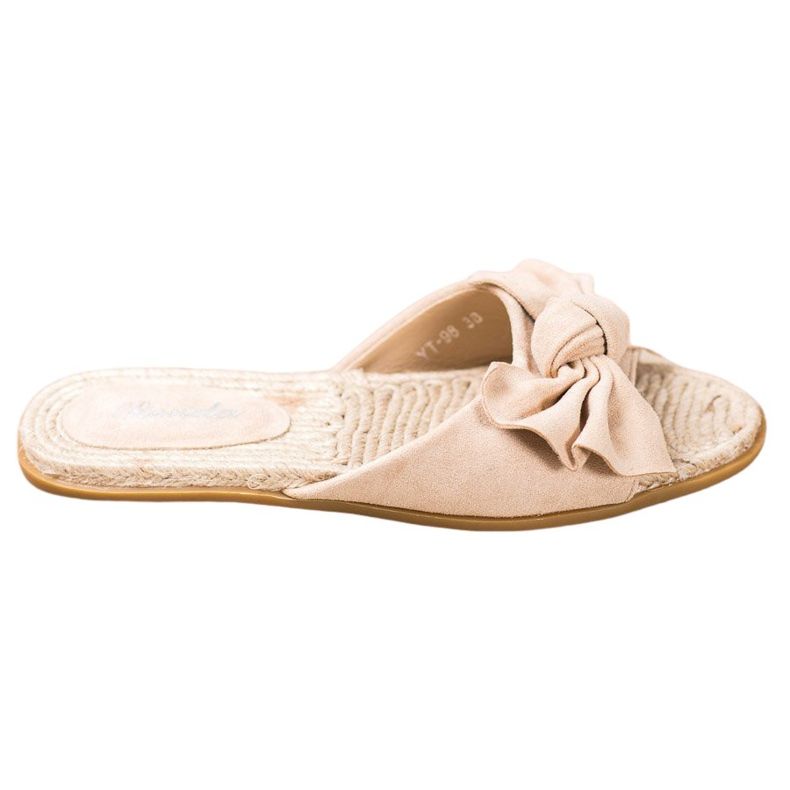 Renda Pantoufles Élégantes Avec Un Noeud beige