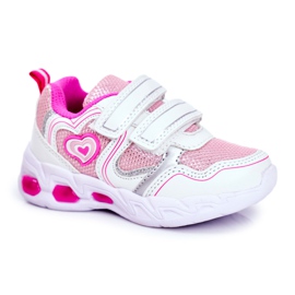 EVE Chaussures de sport pour enfants Shining White Scarlet Velcro blanc rose