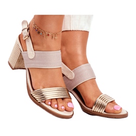 EVE Sandales pour femmes sur le poteau Beige et Golden Emmy doré