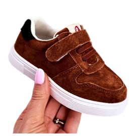 Apawwa Baskets Enfant Daim avec Velcro Marron Trelmo brun