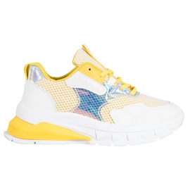 SHELOVET Baskets avec maille blanche multicolore jaune