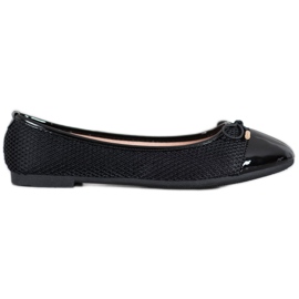 Diamantique Ballerines Avec Maille le noir