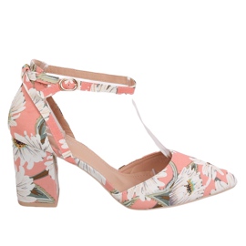 Escarpins sur poteau avec fleurs LE076P Rose multicolore
