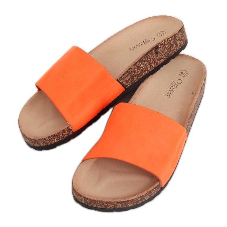 Orange G-572 Chaussons semelle liège orange