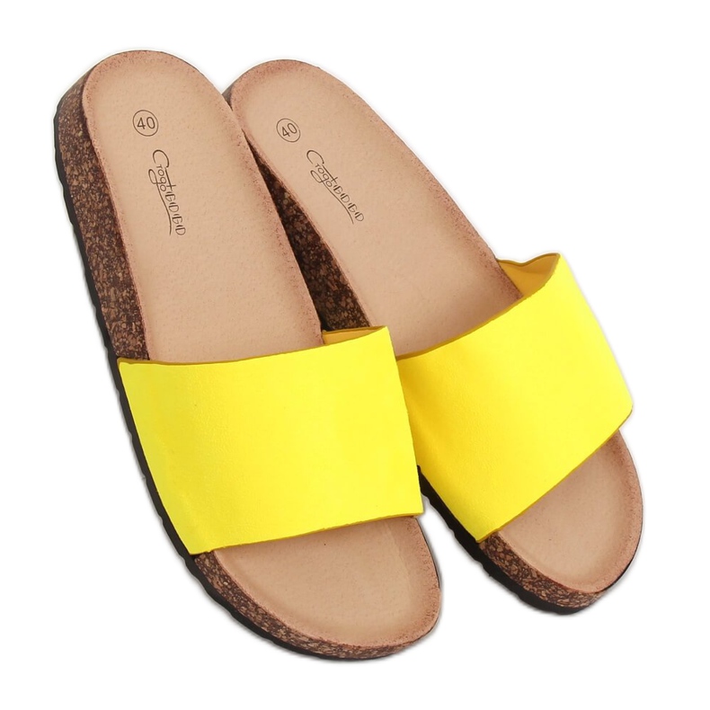 Jaune G-572 Chaussons semelle liège jaune