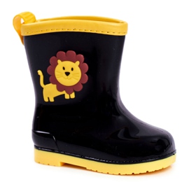 Galoches en caoutchouc noir pour enfants Lion