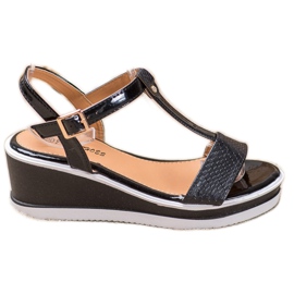 SHELOVET Compensées noires avec cuir écologique