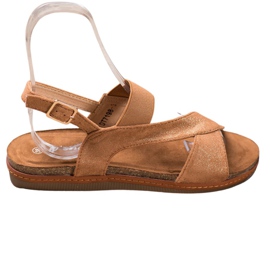 SHELOVET Sandales confortables à paillettes brun