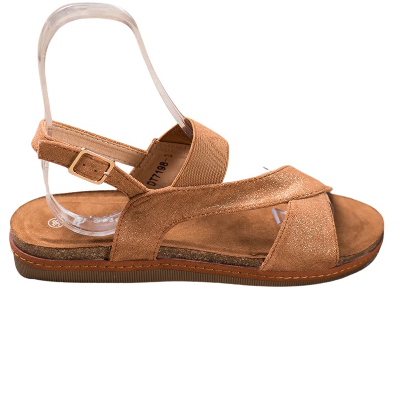SHELOVET Sandales confortables à paillettes brun