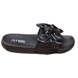 SHELOVET Pantoufles Brillantes Avec Un Noeud noir