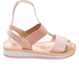 Mannika Sandales en daim sur la plate-forme rose