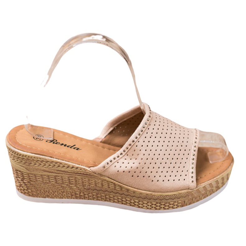 Renda Chaussons compensés ajourés beige