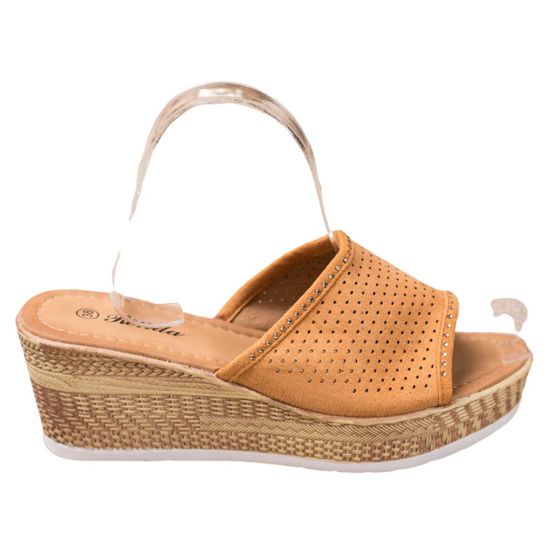 Renda Chaussons compensés ajourés brun