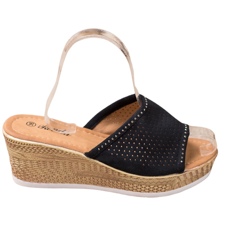Renda Chaussons compensés ajourés le noir Renda Chaussons compensés ajourés le noir