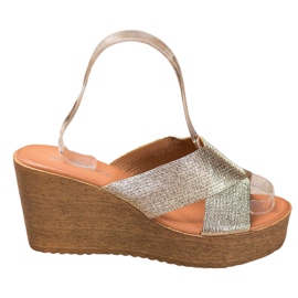 Renda Chaussons compensés or clair doré