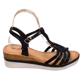 Mannika Sandales compensées confortables le noir Mannika Sandales compensées confortables le noir
