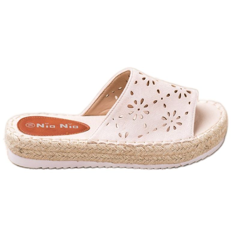 Nio Nio Pantoufles Sur Une Plate-Forme De Paille beige