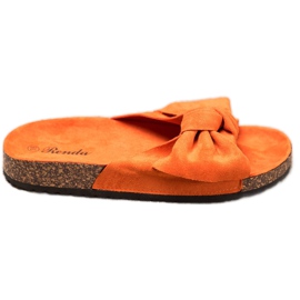 Renda Pantoufles confortables avec un nœud orange