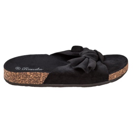 Renda Pantoufles confortables avec un nœud le noir