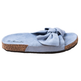 Renda Pantoufles confortables avec un nœud bleu