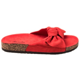 Renda Pantoufles confortables avec un nœud rouge