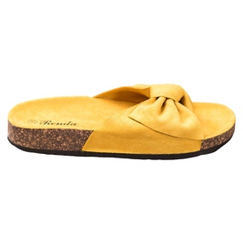 Renda Pantoufles confortables avec un nœud jaune