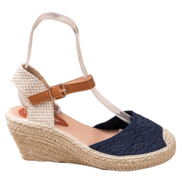 Renda Espadrilles Avec Boucle bleu