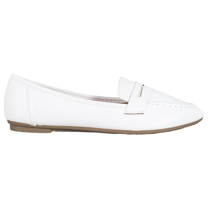 Diamantique Mocassins blancs avec cuir écologique blanche