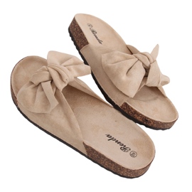 Beige 10-218 Chaussons semelle liège beige
