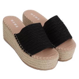 Espadrilles noires sur le compensé LL909 Noir