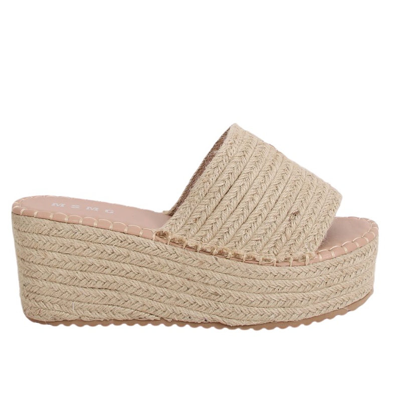 Chaussons compensés espadrilles beiges LL909 Beige Chaussons compensés espadrilles beiges LL909 Beige